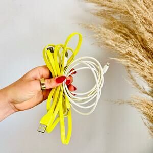 3 APPLE ANDROID iPhone iPad Micro USB Lightning Charger Cable White Yellow Set